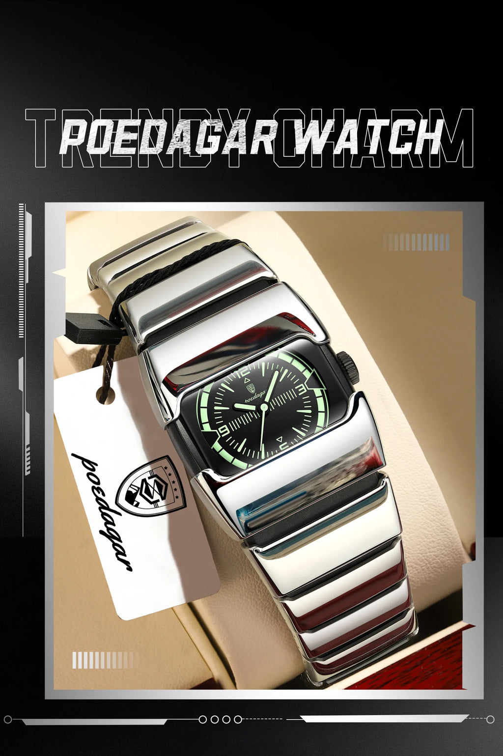 POEDAGAR Original Casual Man Wristwatch Waterproof Luminous Stainless Steel Watch For Men Sports Quartz Men's Watches Male Clock