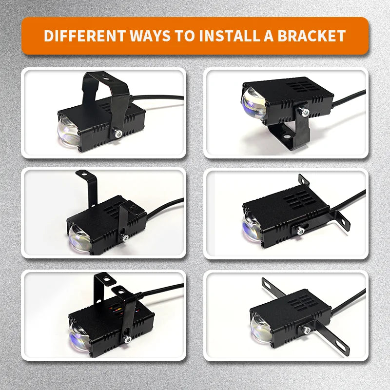 Universal LED Auxiliary Front Light for Motorcycles and Cars, Spotlight with Two Colors, High and Low Beams, Bright Driving Fog