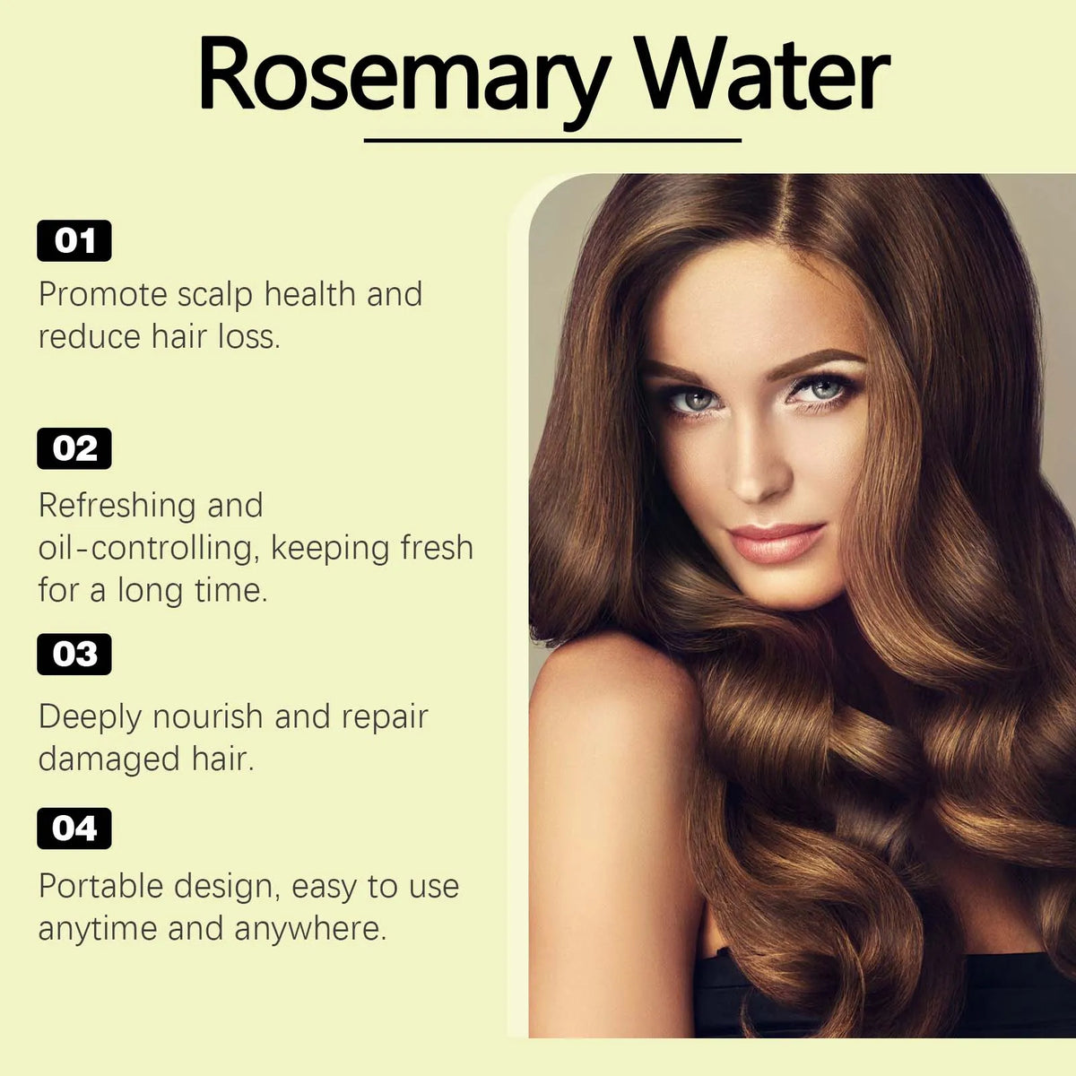 Hoegoa Rosemary Hair Spray Prevent Hair Loss Treatment Thicken Hair Strengthener Refreshing Moisturizing Hair Care Spray 100ml