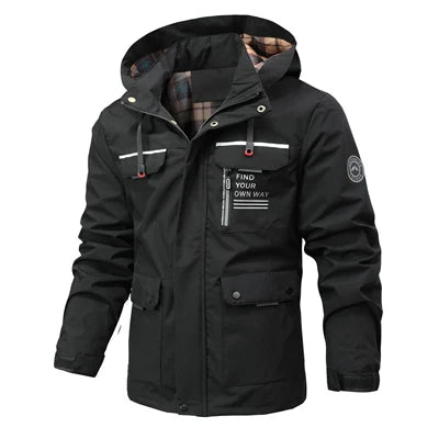 Autumn Men's Windbreaker Hooded Jacket Man Waterproof Outdoor Sports Soft Shell Coats Clothing Men Hiking Mountain Ski Jackets