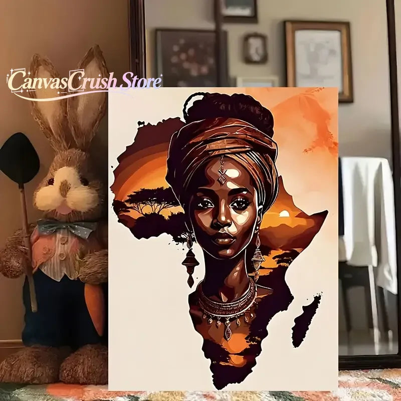Modern African Tribal Women Canvas Art Print - Frameless, Waterproof Abstract Wall Decor for Living Room, Bedroom, Office, 2026
