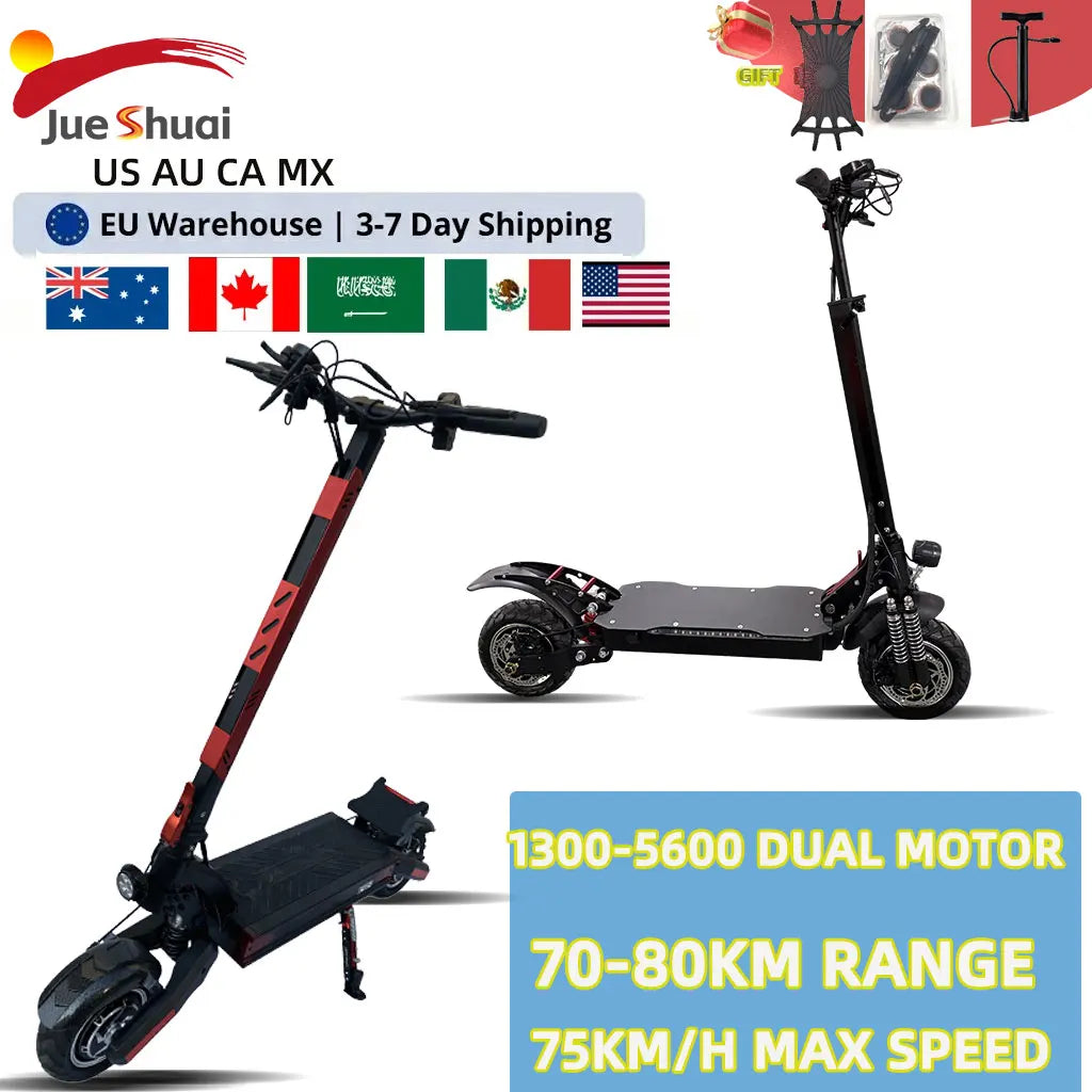 Electric Scooter Adult Dual/Single Motor Up to 5600W 48V-60V Long Range Battery All-Terrain/ OffroaTires 10INCH Tire