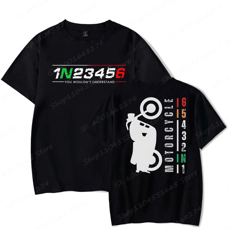 1N23456 Motorcycle Speed Graphic Print T-Shirts Summer Men's T Shirt Clothing Streetwear Short Sleeve Funny Motorcycle Shirts
