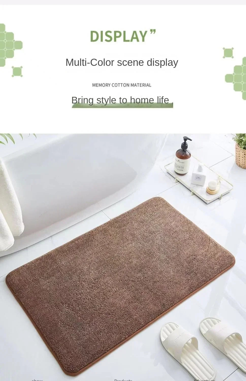 Bath Mat & Bathroom Extra Thick & Soft Memory Foam & Non Slip Super Absorbent Bathroom Rugs Bath Rug for Bathroom Floor