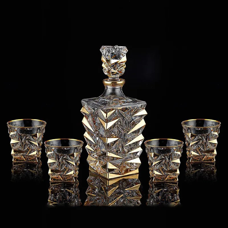 DSA crystal glass wine bottle gold-painted creative household whiskey bottle with lid white red wine decanter