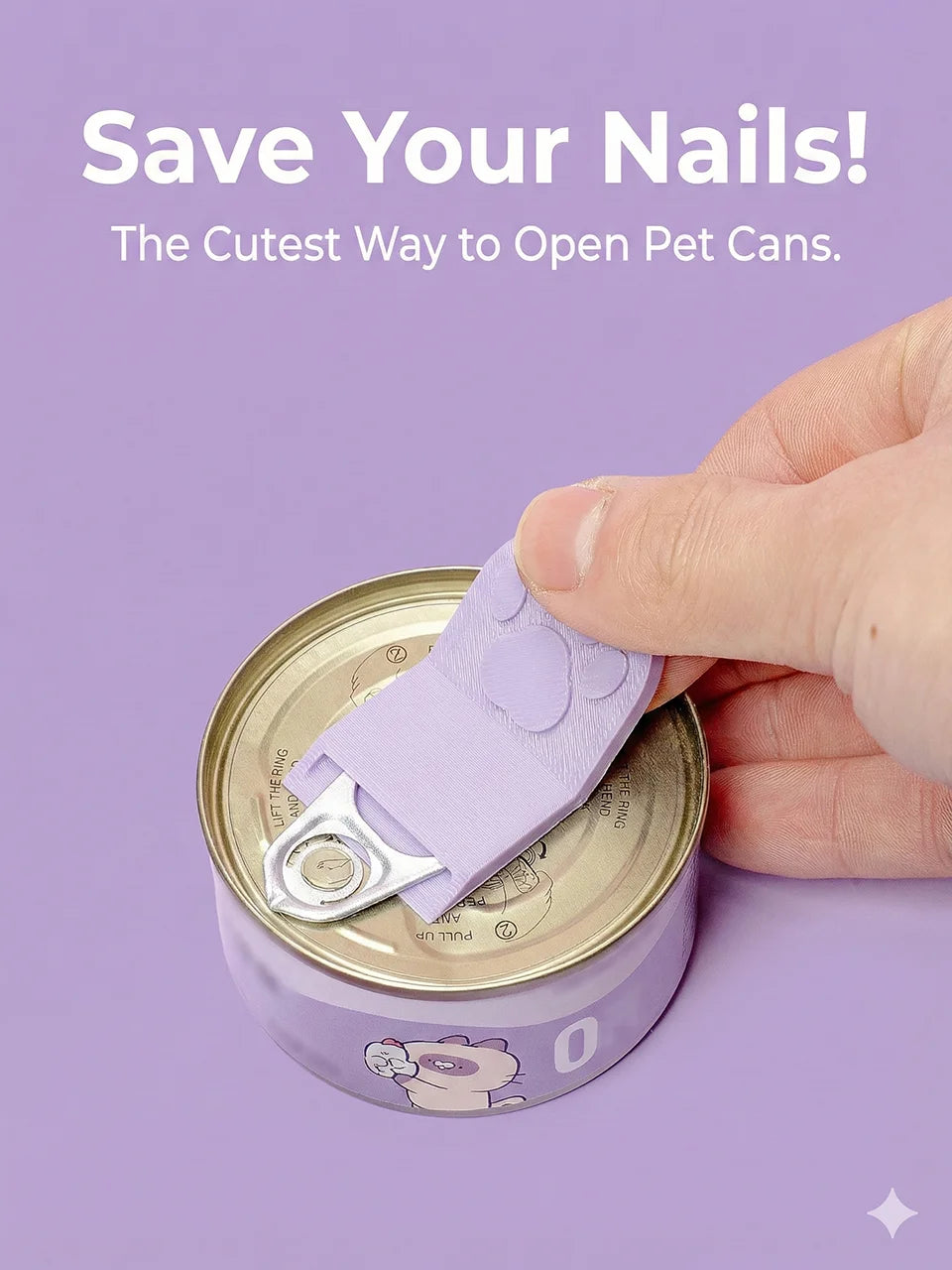 Cute Cat Paw Pet Food Can Opener Easy Ring Pull Opener Tool for Cat Dog Canned Food Protect Nails Ergonomic Kitchen Accessories