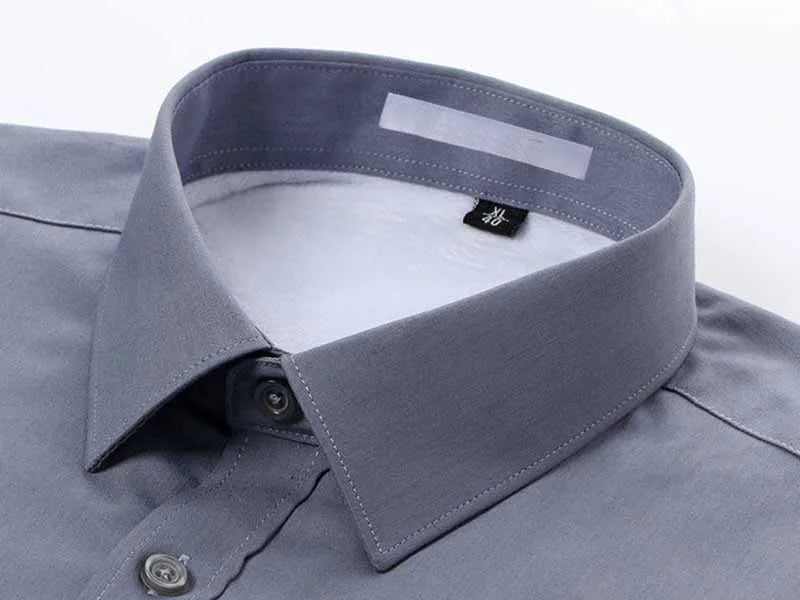 Men's Business Formal Lapel Shirts Autumn and Winter Thickened Warm Office Work Shirt Men Solid Color Casual Long Sleeve Tops