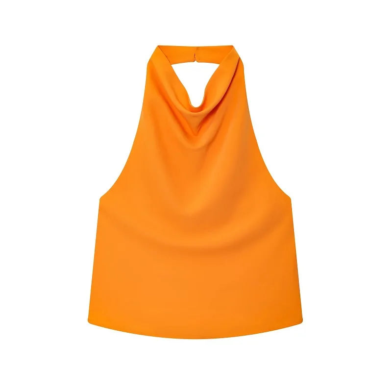 MUJER Satin Halter Tops for Women off Shoulder Backless Tops Woman 2026 Sexy Strapless Women's Tops Camisole Beach Top Female