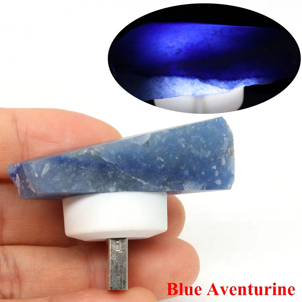 Natural Irregular Crystals Stone USB Light Rose Quartz Amethyst Raw Minerals Small Night Lamp Reiki Healing Bedroom Home Decor