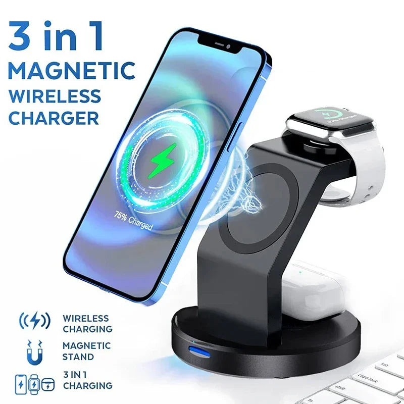 Wireless Charger Stand PFor iPhone 17 16 15 14 13 12 Pro Max Apple Watch 8 7 6 AirpodsMagnetic ad Fast Charging Station Dock