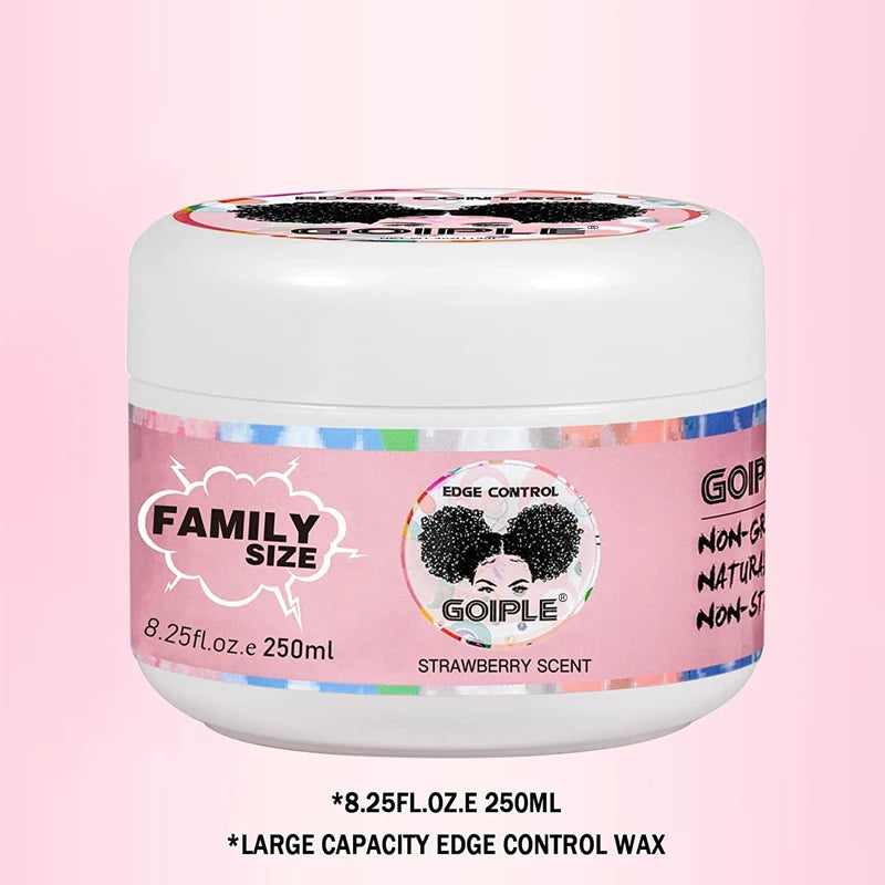 GOIPLE 8.25oz Edge Control Gel for 4c 24 Hour Strong Hold Edge Smoother Broken Hair Finishing Styling Wax Tames Frizz with Brush