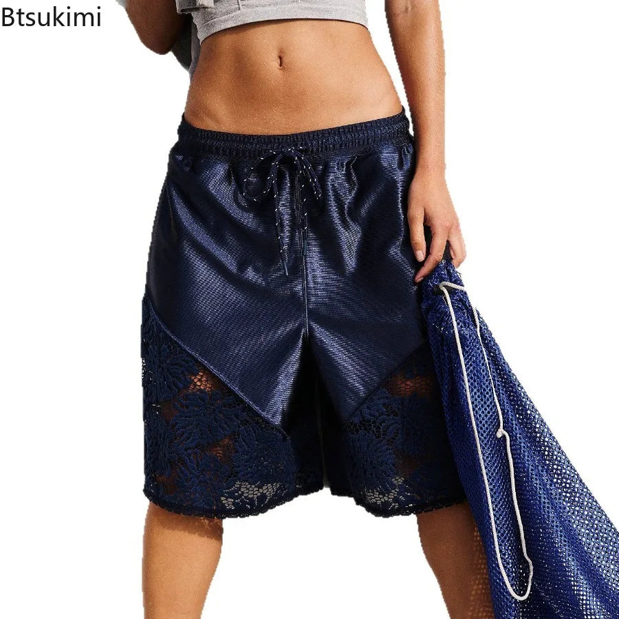 New Arrival Women's Drawstring Loose Casual Shorts Fashion Lace Splicing Sports Pants Summer Comfort Versatile Shorts Streetwear