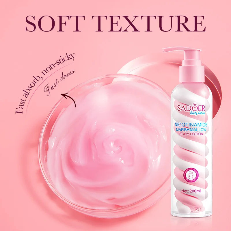 1 Bottle of 200ml Niacinamide Marshmallow Body Lotion, Suitable for All Light Beige Skin Tones, Deep Moisturizing Formula, Non-Greasy Moisturizing Cream with a Frankincense Scent, Ideal as a Holiday Gift, Suitable for Both Me