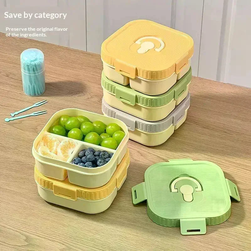 Portable Plastic Lunch Box With Compartment Microwave Safe Fruit Salad Lunch Container Kid Student Leak-proof Bento Box