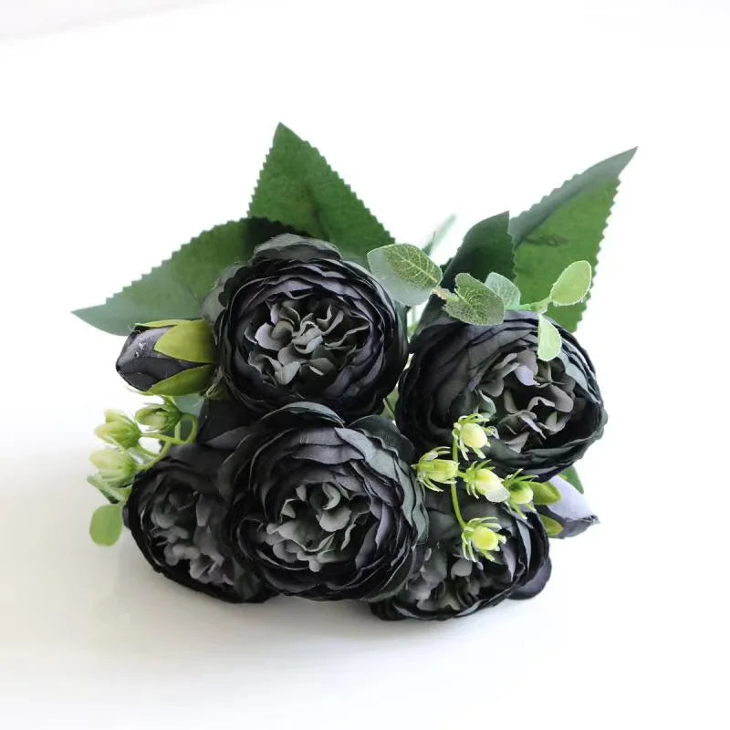 Artificial Flowers Rose Silk Peony Brial Bouquet Home Room Table Decora Festival Wedding Scrapbook Fake Plants Diy Gifts Props