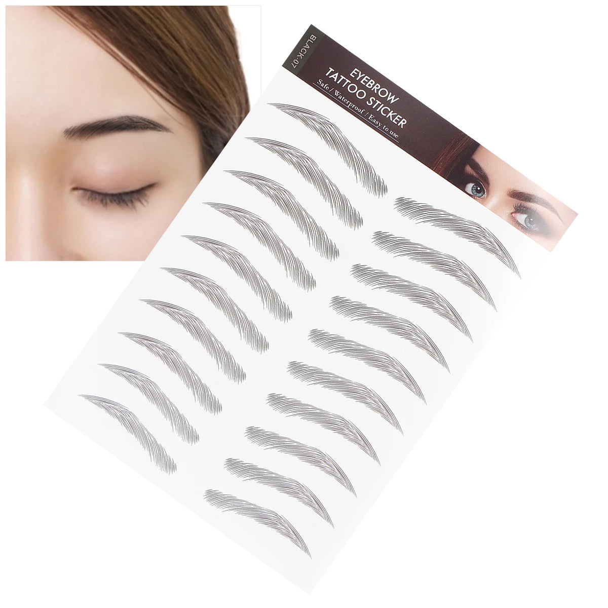 Long Lasting Eyebrow Transfers Sticker Household Portable Waterproof Safe Women Black Eyebrow Tattoo Sticker Makeup Tools
