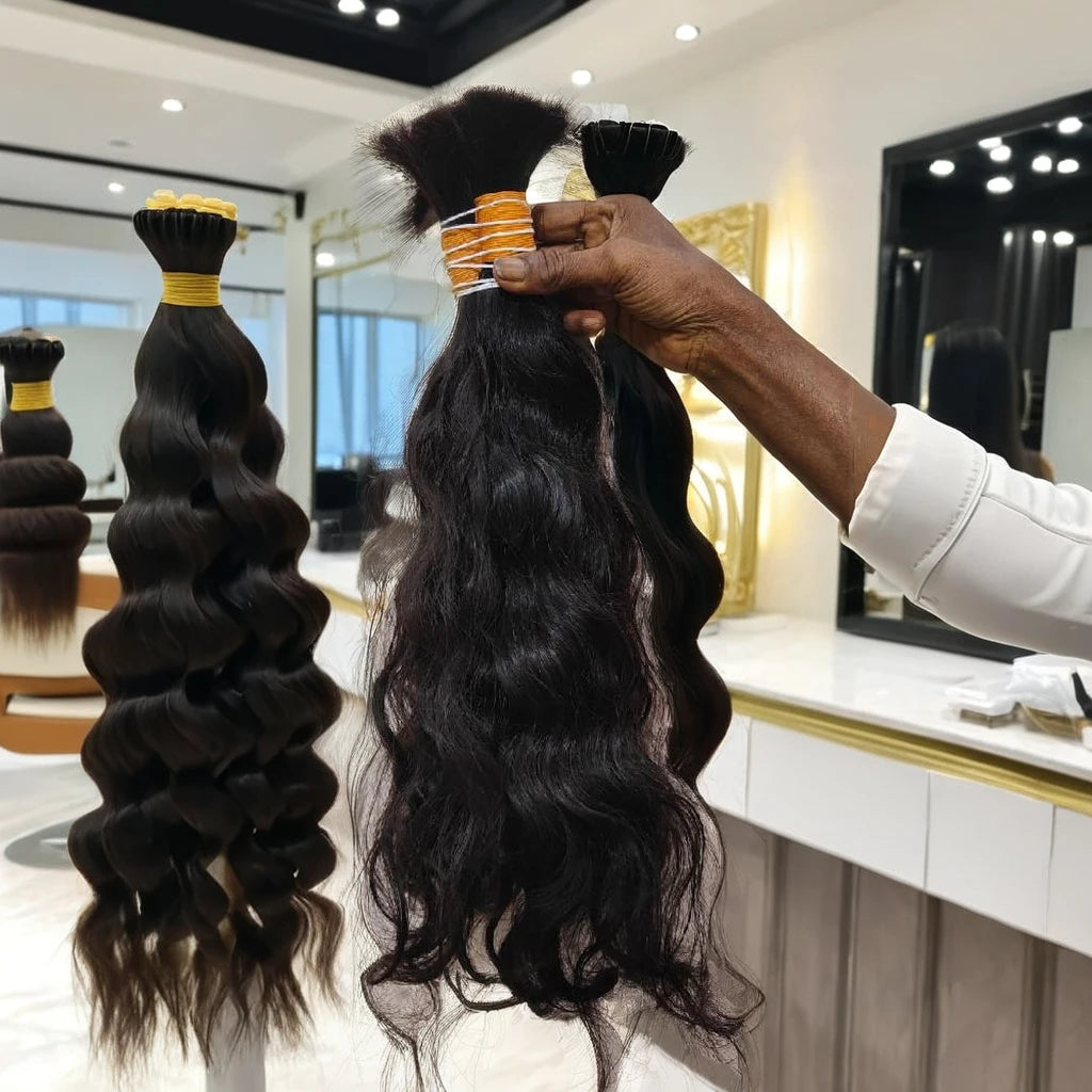 Best Quality 100% Indian Temple Hair Unprocessed and One Donar Bulk Raw Hair-virgin Raw Human Hair for Black Women Extensions