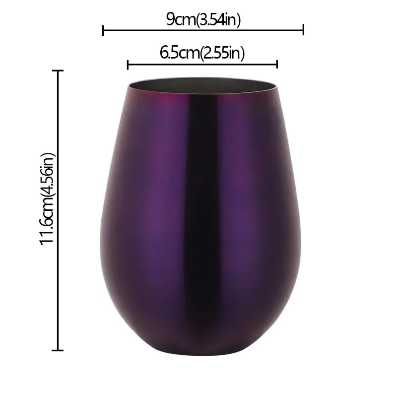 500ml Stainless Steel Single Layer Titanium Plating Wine Glasses Beer Titanium Wine Glasses 500ML Big Belly Water CupBarSupplies