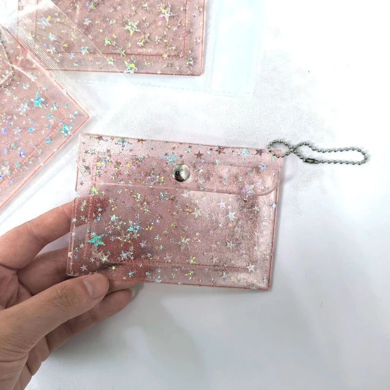 Transparent Laser Star Card Bag Children's Coin Purse Mini Cute Wallet for Women Cash Credit Card Holder Organizer