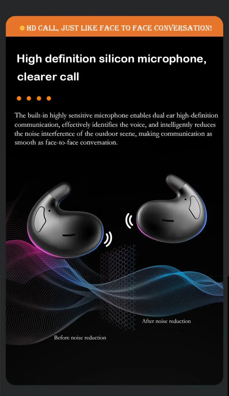 Lightweight Invisible Sleep Earphones Ultra-Thin Ergonomic Fit Side-Sleep Friendly Cloud-Like Comfort Clear Mic With Mic