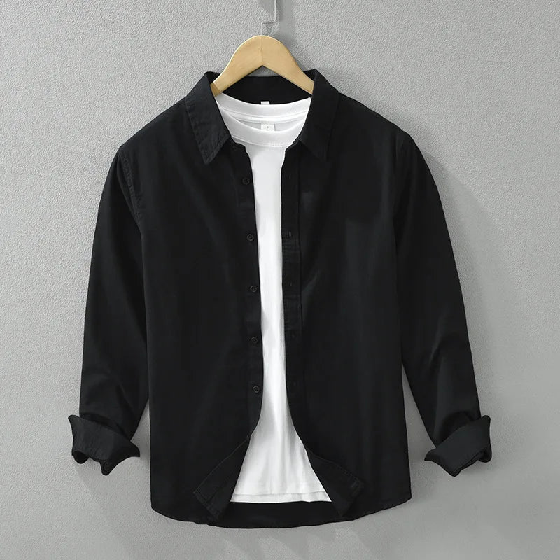 Men's Long-Sleeved Casual Shirt, Artistic Fresh Cotton Lapel Loose Shirt, Outdoor Camping Thin Coat, Cardigan Top
