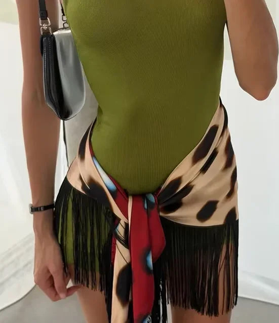 Trendy Slip Dress Animal Print V-neck Ruched Drawstring Sexy Maxi Women Dresses Beach Vacation Stylish Retro Summer Party Outfit