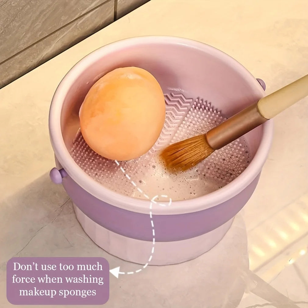 Silicone Makeup Brush Cleaning Bowl Tool Set - Powder Puff Washer and Sponge Storage Artifact for Efficient Makeup Tool Cleaning
