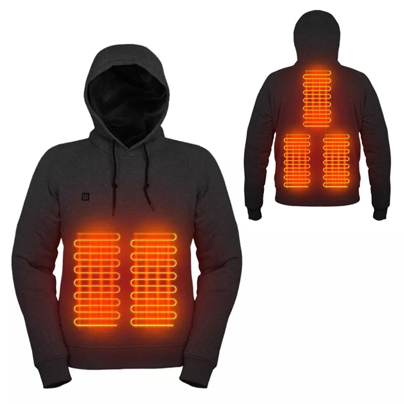 Men's Winter Warm Heated Hoodie 2026 Outdoor Electric USB Charging Heat Jacket Outdoor Sportswear Electric Heated Clothes