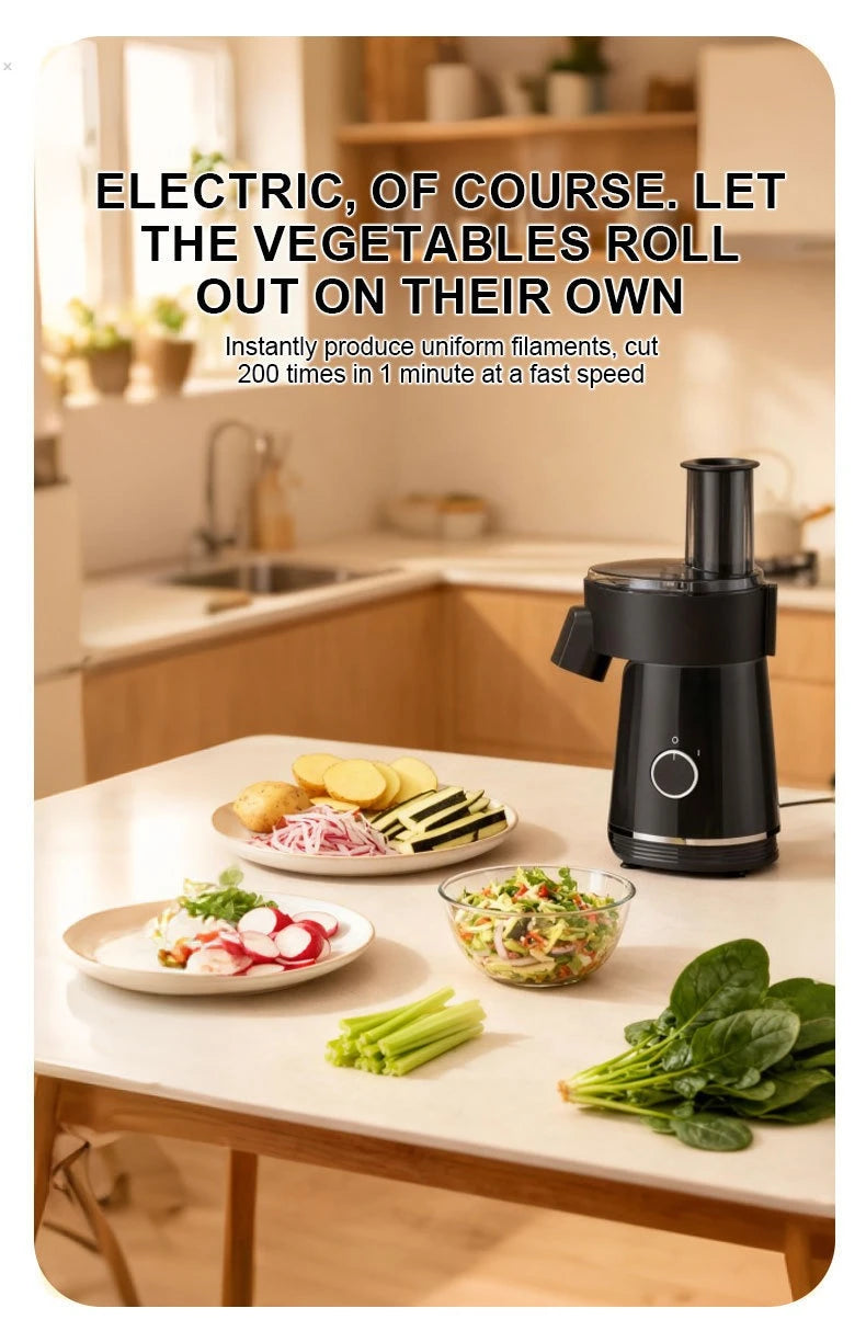 Electric Food Chopper 200W 6 In 1 Multifunctional Slicer Shredder Cutter Eu Plug Household Kitchen Food Processing Machine