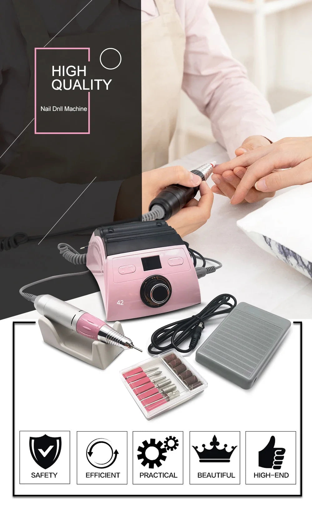 Professional Nail Drill Machine 35000RPM Manicure Machine Apparatus for Pedicure Kits Electric Nails File with Cutter Nail Tools