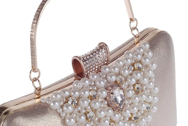 Women's Diamond Dinner Bag Portable Party Banquet Pearl Cheongsam Dress Fashion Rhinestone Handheld Clutch Bag Bolsas Grife Luxo
