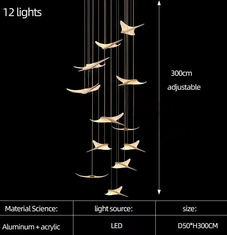 Modern Staircase Branch Chandelier New Luxury Home Hotel Iobby Decoration LED Indoor Lighting Customizable Chandelier