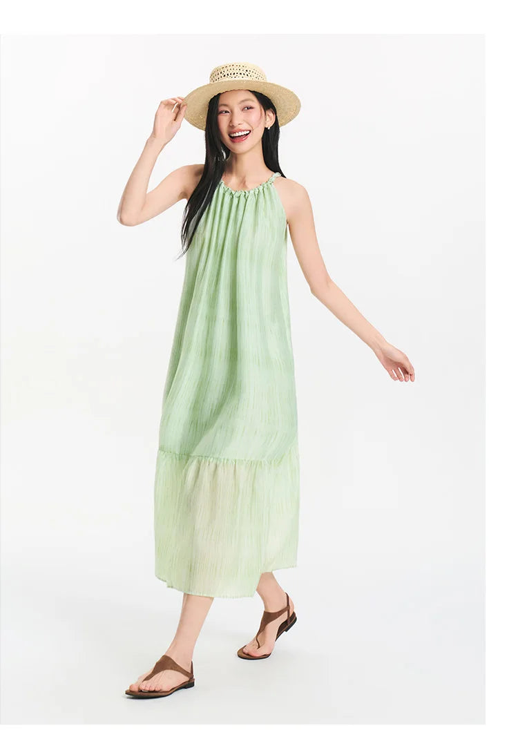 Semir Women Dress Bowknot Textured Halter Neck Vacation A Line Maxi 2026 Summer Romantic Fresh Elegant Soft Comfy Holiday Top