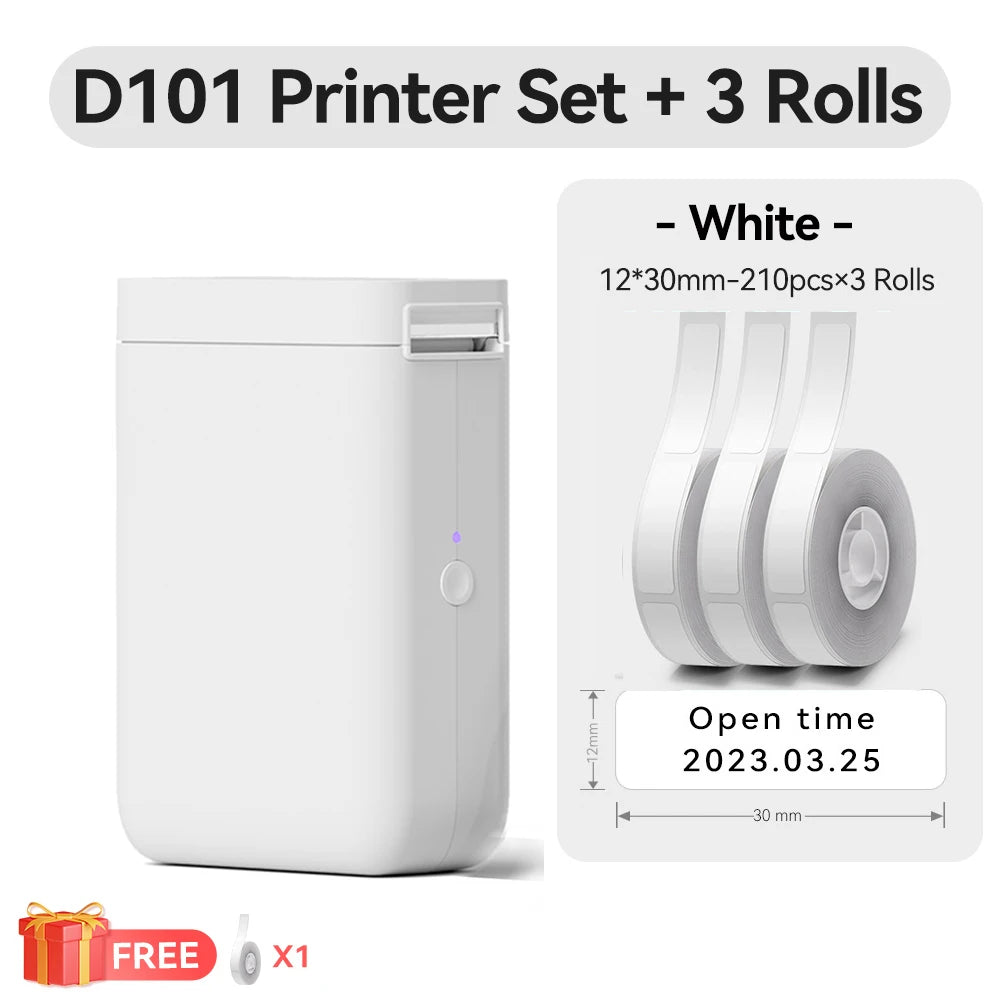 Niimbot D101 Thermal Label Printer Wireless Pocket Barcode Maker Inkless 10-25mm Width Mobile Sticker Printer for Office Home
