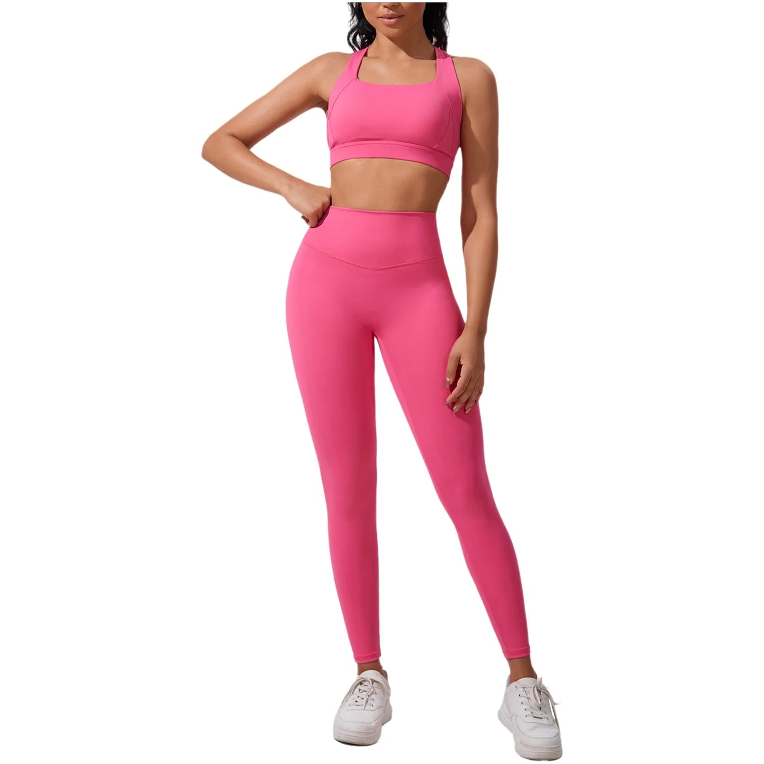 High-Waist Women's Yoga Fitness Suit Set Butt-Lifting Elastic Sports Wear Quick-Dry Tight-Fit Running Gym Dance Fitness