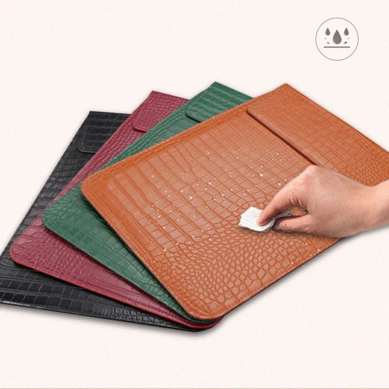 Crocodile Leather Flip Laptop Sleeve For Macbook Neo 13 2026 14 15 16 11 12 Inch HP Lenovo Notebook Pouch Unisex Envelope Sleeve