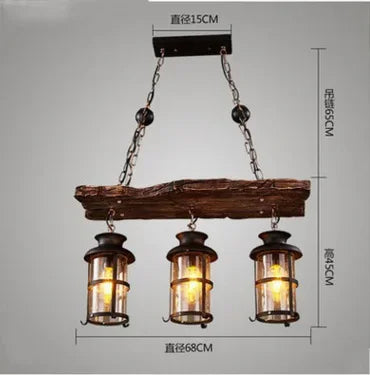 American retro industrial style Ceiling Lamp Wooden Chandelier Industrial Hanging Pendant Restaurant Bar and Home Application