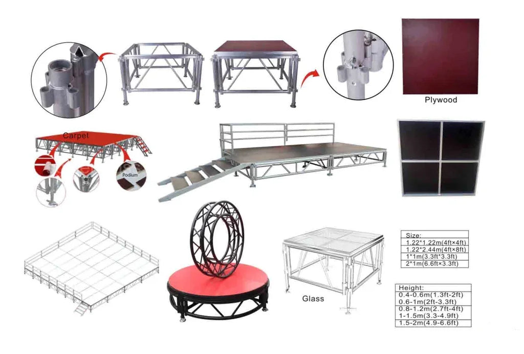 【Popular】1.22M 2.44m Aluminum Concert Stage Podium 4x 8ft Plywood Stage 4ft 8ft