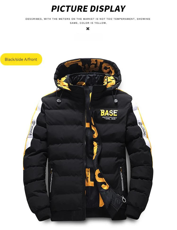 Ueteey Winter Warm Cotton Jacket Men 2023 Windproof Padded Thick Hooded Parkas Down Jakcets Casual Outdoor Mens Coat Streetwear
