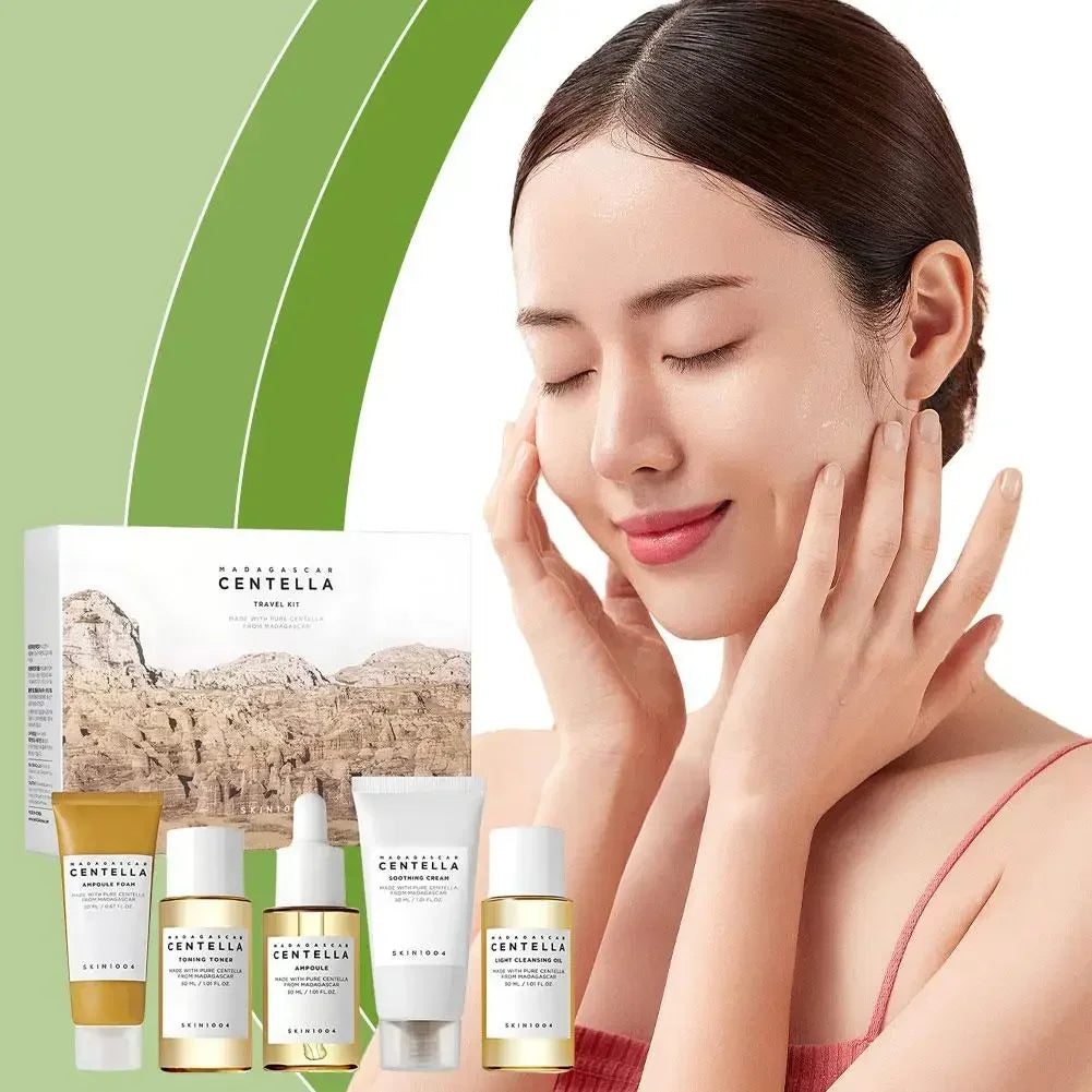 SKIN1004 Travel Set Centella Asiatica Skincare Set Cleansing Oil Foaming Lotion Ampoules Toner Face Cream Soothing Whitening Set