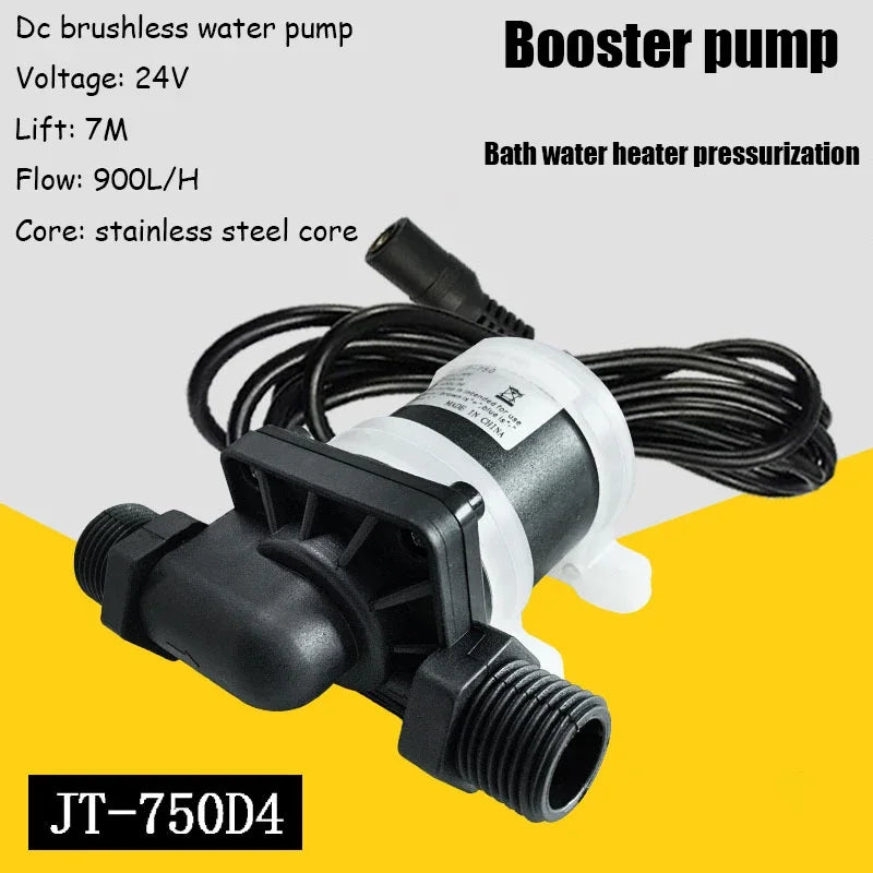 High Temperature Water Pump 12/24V DC Multifunctional Brushless DC Pump Booster Warm Air Water Cooled Circulation Pump 1/2" DN15
