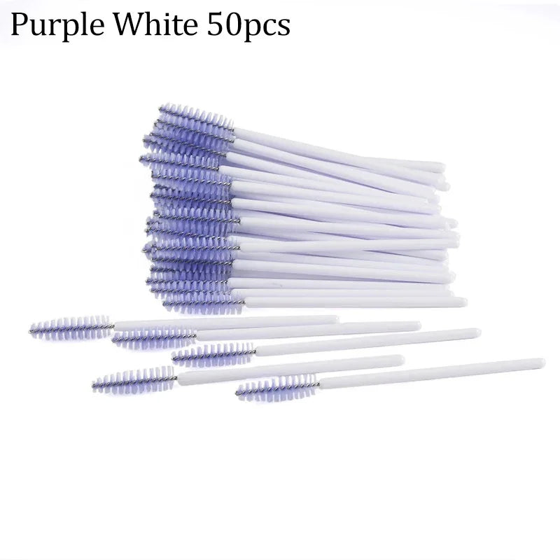 50pcs Eyelash Brushes Reusable Mascara Wands Applicator Spoolers for False EyeLashes Extension Women Lashes Cosmetic Supplies