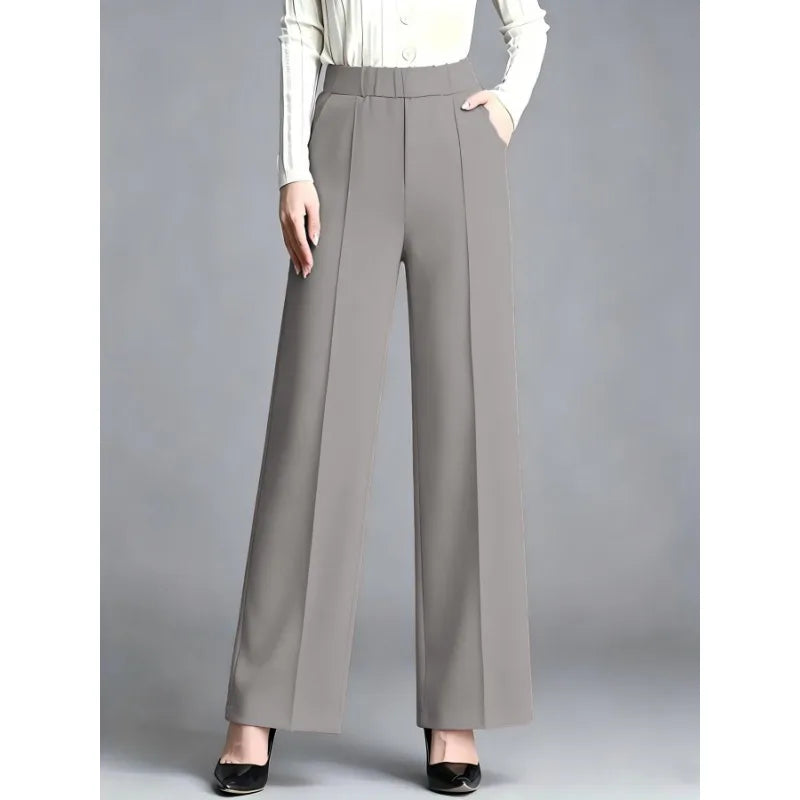Women High Waist Draped Wide Leg Suit Pants Loose Slimming Straight Casual Versatile Trousers Multiple Colors Daily Commuter