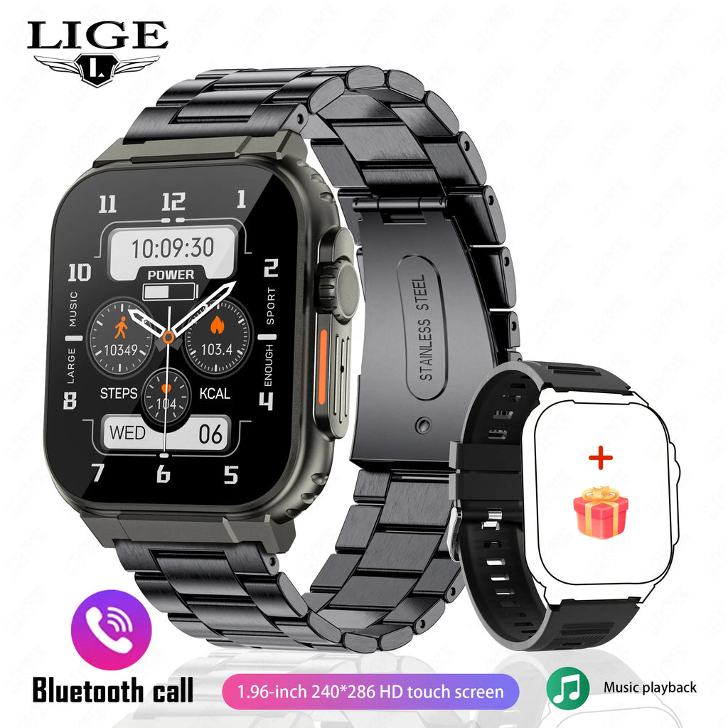 LIGE 600mAh New Smart Watch Men Outdoor Sports Fitness Bracelet Blood Pressure Clock IP68 Waterproof Men Smartwatch For Android