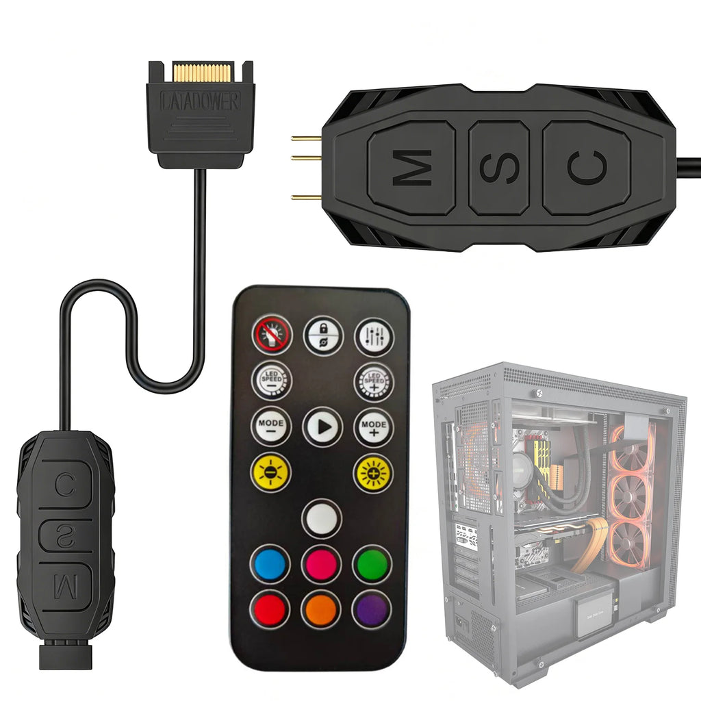 Computer ARGB Fans Hub Multipurpose SATA Interface Sync Controllers Cable Mini Controllers HUB Adapter for PC RGB Case Fans