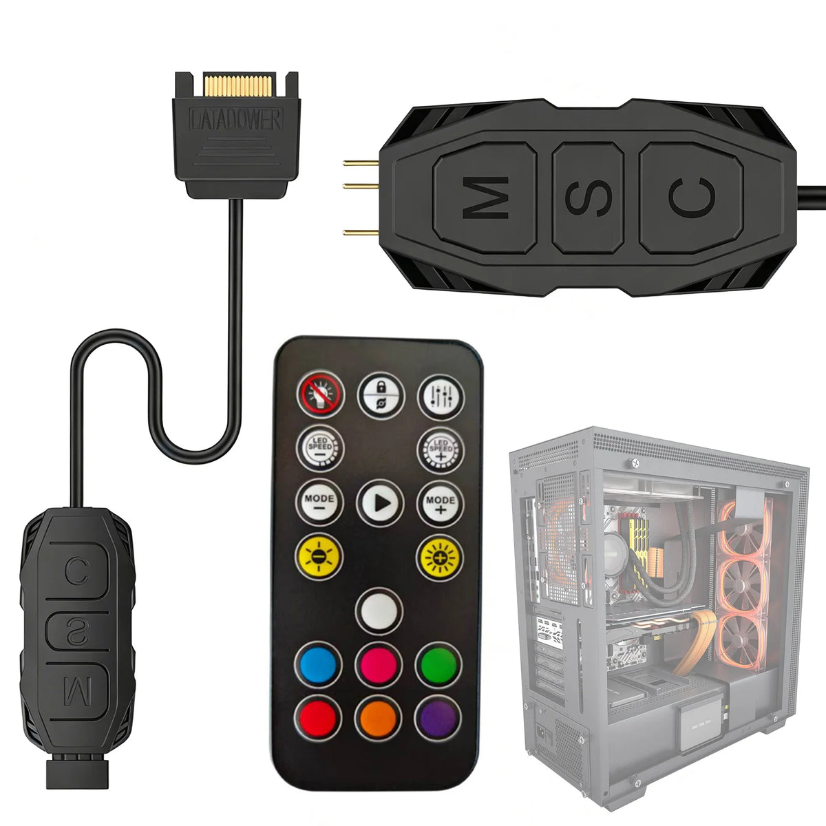 Computer ARGB Fans Hub Multipurpose SATA Interface Sync Controllers Cable Mini Controllers HUB Adapter for PC RGB Case Fans