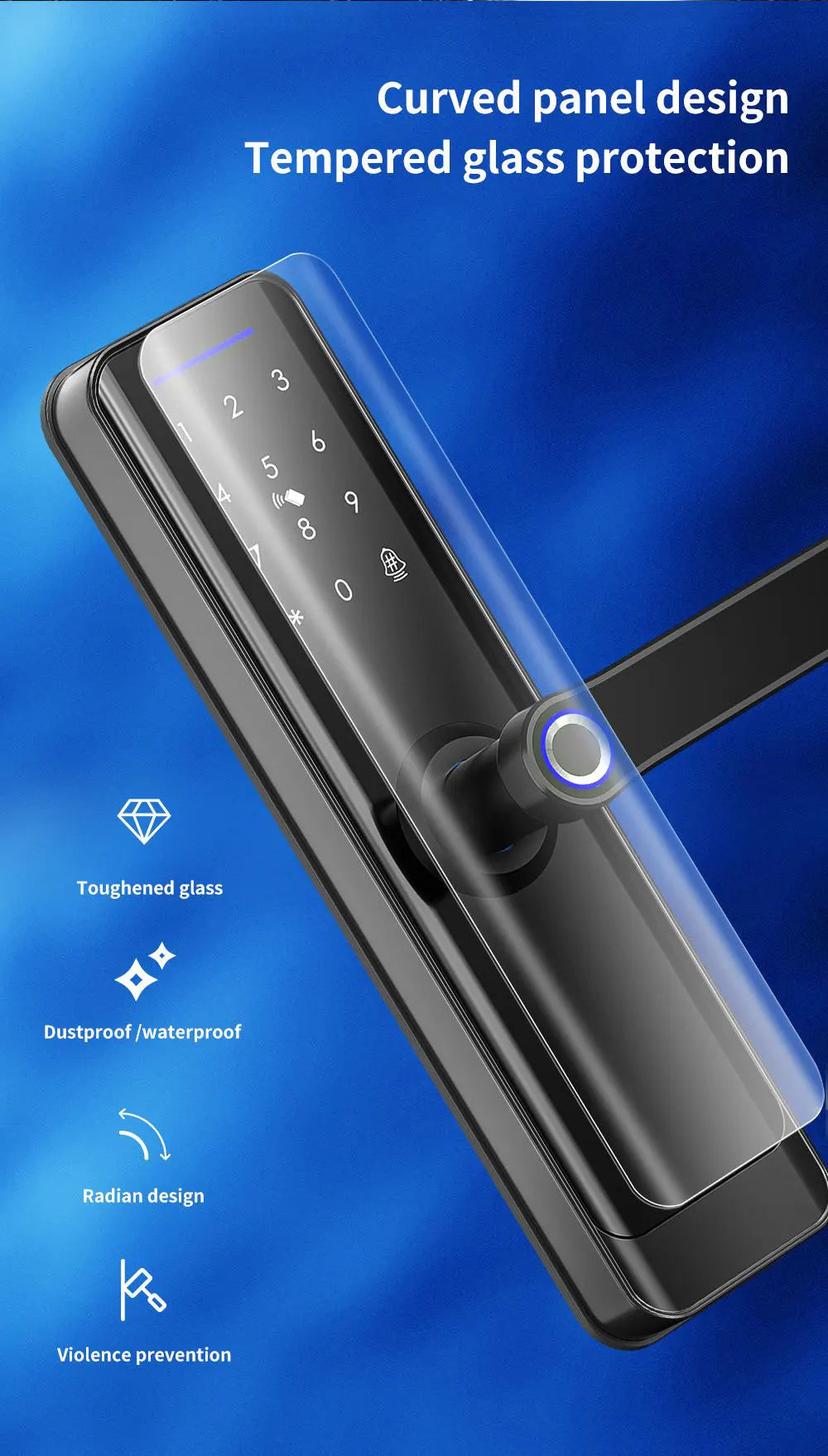Zemismart Zigbee Fingerprint Door Lock Work with Tuya IC Card Key Password App Unlock with Doorbell Security Mechanical Lock