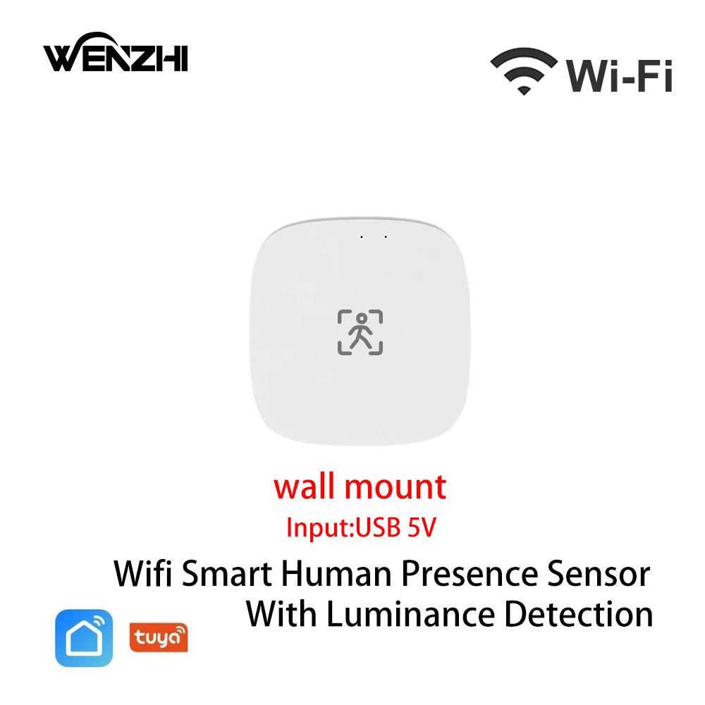 Wifi MmWave Human Presence Motion Sensor With Luminance/Distance Detection Celling/Wall Mount Tuya Smart Life Home Automation