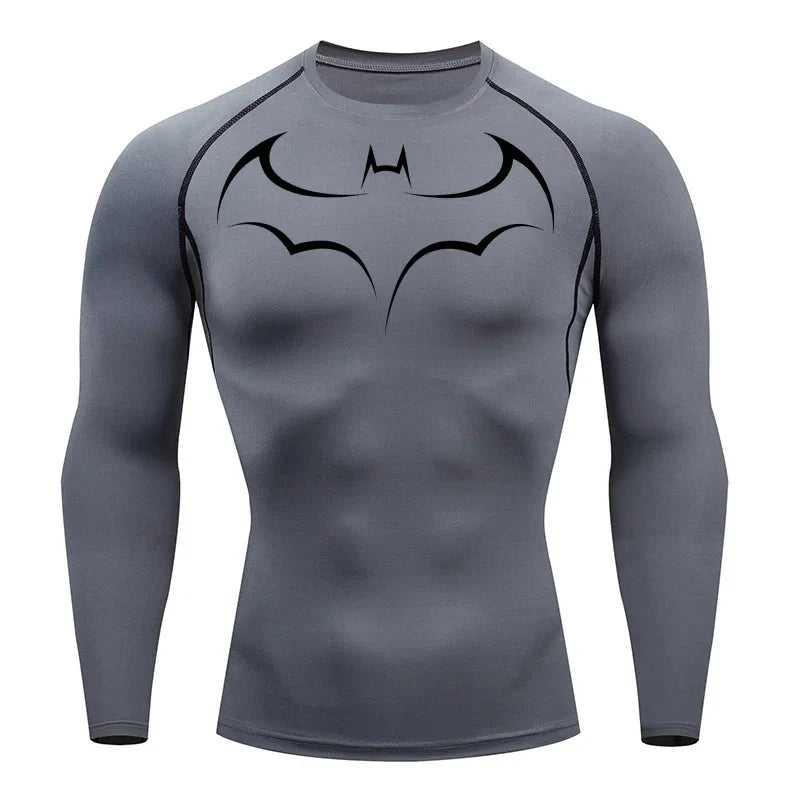 Bat Printed Men's Tight T-Shirt Running Compression Compression T Shirt Gym Fitness Jogging Short Sleeve Male Casual Shirt Tops