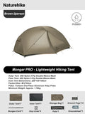 Naturehike Mongar Tent Camping Tent 2 Person Ultralight Professional Waterproof & Windproof Backpack Tent 20D Nylon Travel Tent
